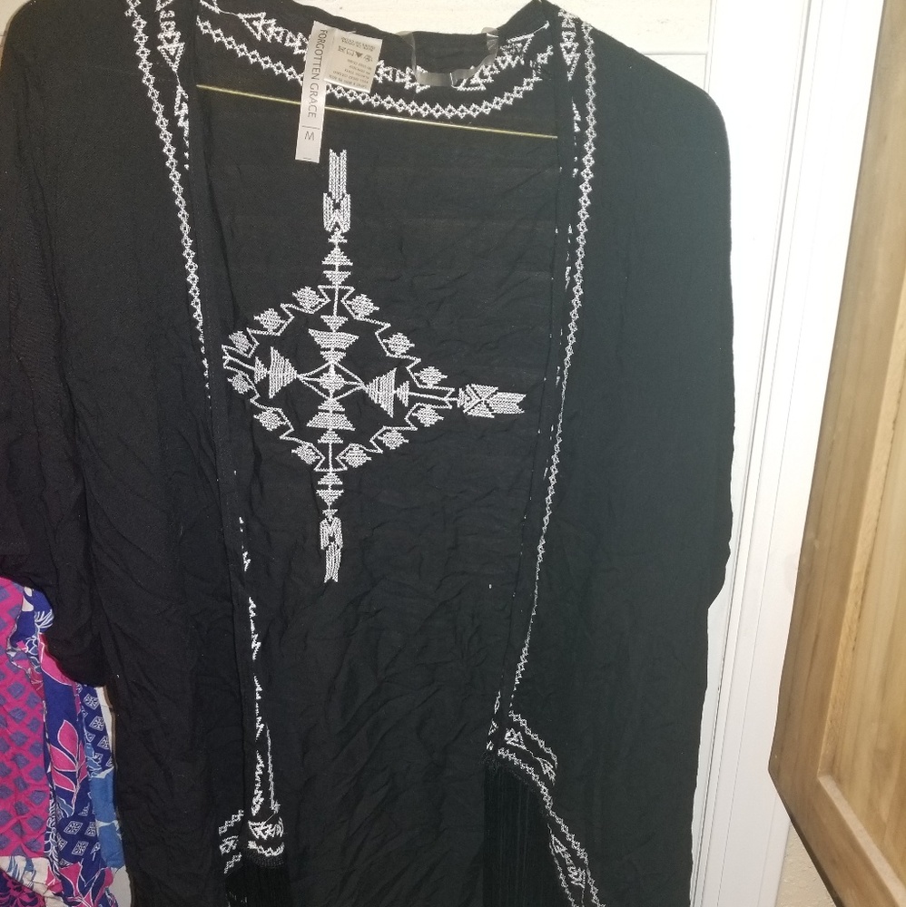 Cardigan with fringe very light weight